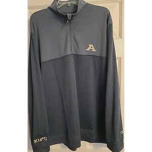 Champion Univ. Of Akron Zips Shacket  Mens Size 2XL Gray Pullover 1/4 Zip Logo
